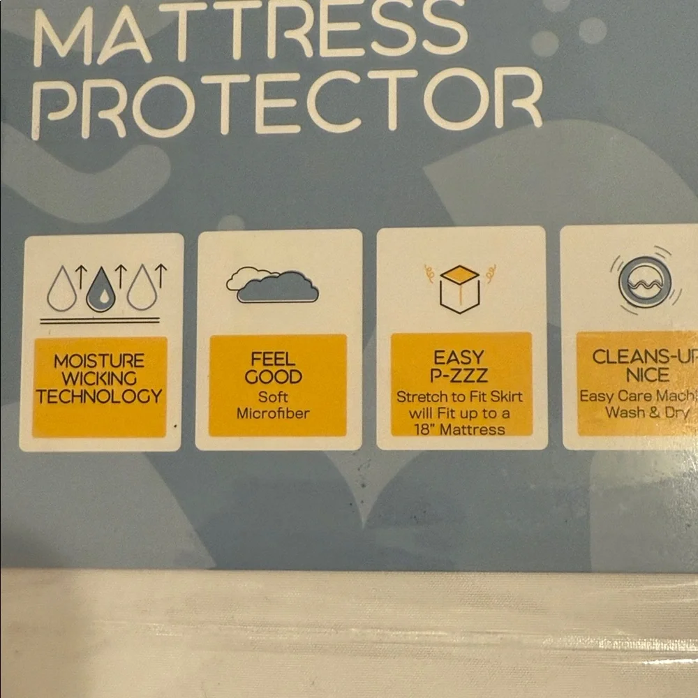 Simmons Full Size White Mattress Protector NIP Moisture Wicking Cleans-up Nice